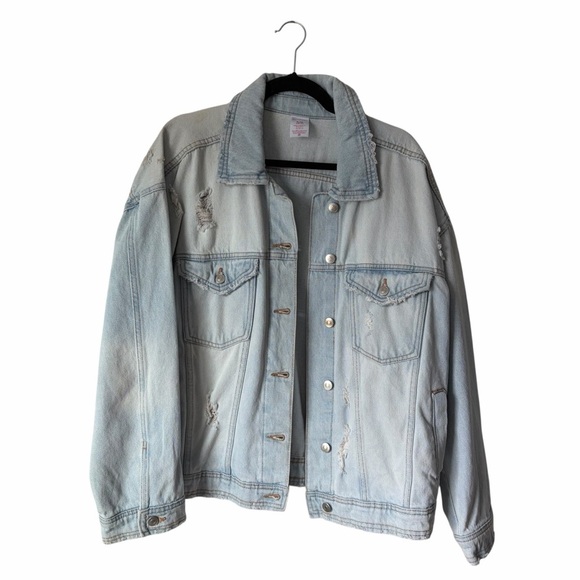 No Boundaries Jackets & Blazers - Womens No Boundaries Light Blue Distressed Jean Jacket | Size XL